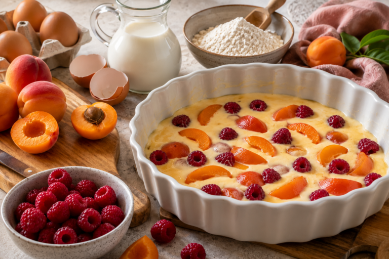 Clafoutis z morelami i malinami – prosty deser pełen owoców